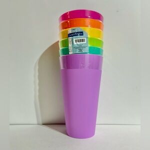 32 oz Bright Multicolor Plastic Tumblers NEW Sealed Spring Shop Set of 6 NWT